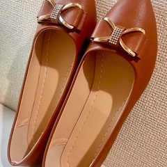 女性向けフラットシューズ ファッション ラインストーン 26.5cmの画像