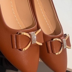 女性向けフラットシューズ ファッション ラインストーン 26.5cm