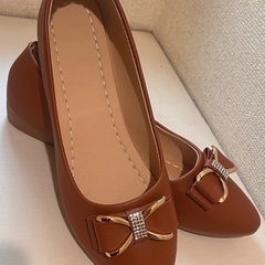 女性向けフラットシューズ ファッション ラインストーン 26.5cmの画像