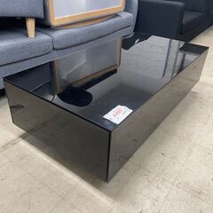 リサイクルショップどりーむ荒田店 No744 センターテーブル　ローテーブル　オールブラックカラー　両端引き出し付き♪　ガラス天板でお洒落　シックなブラックの画像