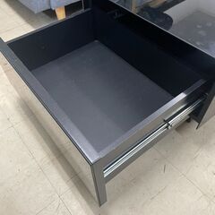 リサイクルショップどりーむ荒田店 No744 センターテーブル　ローテーブル　オールブラックカラー　両端引き出し付き♪　ガラス天板でお洒落　シックなブラックの画像
