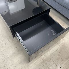リサイクルショップどりーむ荒田店 No744 センターテーブル　ローテーブル　オールブラックカラー　両端引き出し付き♪　ガラス天板でお洒落　シックなブラックの画像