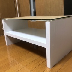 センターテーブル（ホワイト） Rogic ロータイプ ガラステーブル 強化ガラス リビングの画像