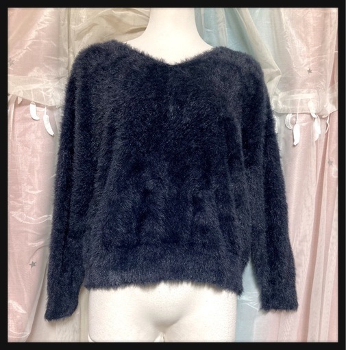 ご購入者様決定꒰NATURAL BEAUTY BASIC꒱上質シャギーニット 紺色LサイズOK