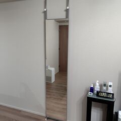 突っ張りミラー　スタンドミラー　鏡　姿見　ミラーサイズ 約180...