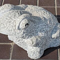 展示品■縁起の良い置物★天然御影石 カエル (大)★かえる 蛙 ...
