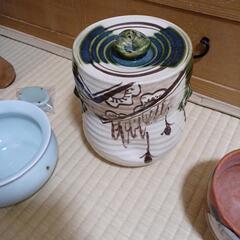茶道具セット　短冊箱　織部水指　楽茶碗の画像