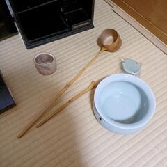 茶道具セット　短冊箱　織部水指　楽茶碗の画像