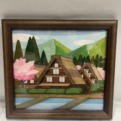 [ハ3638]  〈美品〉刺繍糸の絵　合掌造りの里（大）