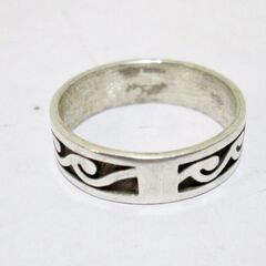 ホピ族　ウィバーセリナ　インディアンジュエリー　スターリング　シルバーリング　指輪　約24～25号　波モチーフ　刻印あり　HOPIの画像