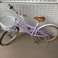 【取引先決まりました】【あげます】自転車22インチ女児向けパープル