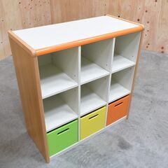【ヤ取終了3/19】≪yt1790ジ≫ 美品 幼児向け整理ロッカー 幅90cm オリバー S・KX-023・R 幼稚園/保育園/保育所/託児所/児童館/こども/子供/本棚/おもちゃ箱/中古家具/宮城県仙台市 70122-27の画像