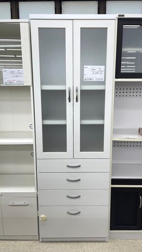 ★ジモティ割あり★  食器棚 白 H180×D44.3×W59.3 クリーニング済み TJ10648