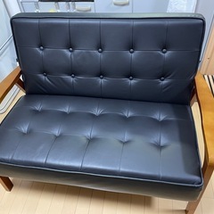 【ニトリ】2人掛け合皮ソファ(NシールドルッキKD BK)