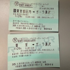 鉄道切符　東京（区内）→ ガーラ湯沢　片道乗車券＋自由席特急券の画像