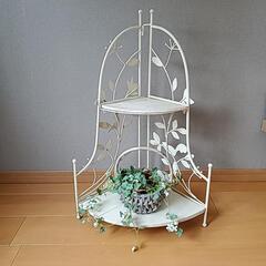 アイアン2段飾り棚　オイルステイン　折りたたみ可