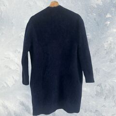 美品　UNITED ARROWS  green label relaxing　ヘアリー ロング　カーディガン 紺色　 フリーサイズ D_033の画像