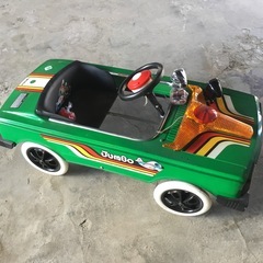 【難あり】昭和アンティーク新品未使用　幼児用　ブリキ製足踏み乗用カート