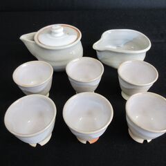煎茶道具セット（急須　湯こぼし　湯吞み6個　萩焼）急須直径8.2...