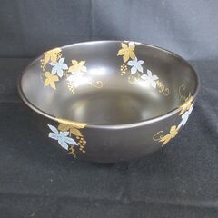 深鉢　大鉢　黒地花柄（有田焼）　直径21cm×高さ9㎝　		