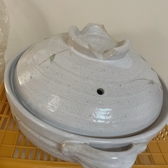 ☺️土鍋　8号　3〜4人用　25✖️h8cm➕蓋　ニトリ　灰色柄の画像