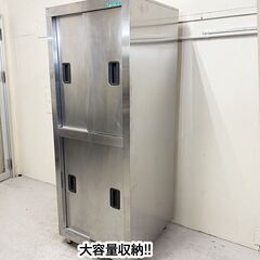 タニコー　食器棚　2段　スライド扉　幅650×奥行650×高さ1780mm　中棚各1段　中古　厨房機器　板金　R6-0054の画像
