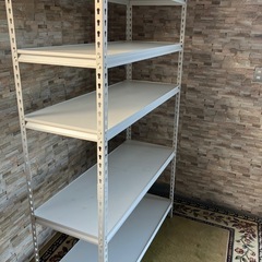 スチールラック　高さ約180cm 横幅約120cm 奥行き約48cm ホワイトの画像