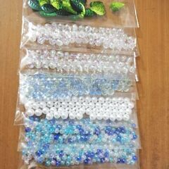 青・水色・クリア系ビーズとスパンコールセット