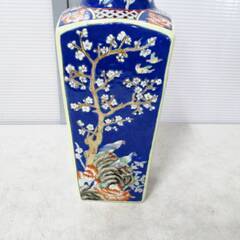 有田焼 花瓶 花鳥角瓶 高さ約36㎝ 刻印あり 美術査定済 壺