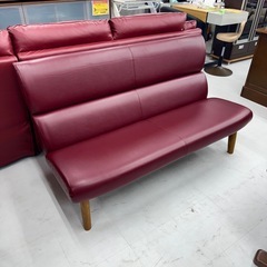 【超美品‼️】総額41万♪ 浜本工芸×ナガノインテリア 150cm幅4人掛けダイニングテーブルセット オーク材ブラウン 合成皮革ワインレッド♪の画像