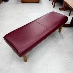 【超美品‼️】総額41万♪ 浜本工芸×ナガノインテリア 150cm幅4人掛けダイニングテーブルセット オーク材ブラウン 合成皮革ワインレッド♪の画像