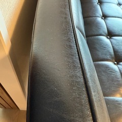 美品】カリモク/ソファ/ブラック革（※オットマン無し）