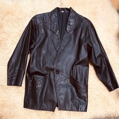 レディースオーバーサイズ レザージャケット 牛革100% ブラッ...