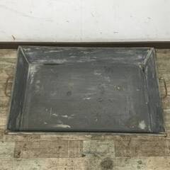 🔷🔶🔷BF17/86　特大 ブリキトレイ W91×D60×H16.5cm 両取手 雑貨 園芸 育苗箱 ケース ブリキトレー 昭和 レトロ 中古品■★🔷🔶🔷の画像