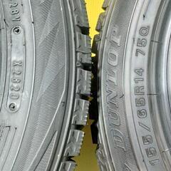 冬155/65R14 軽自動車【富山】日本製 ダンロップ N-BOX Nボックス NBOX スペーシア ワゴンR タント ムーヴ イース ウェイク キャスト DAYZ デイズ EKワゴン 中古4本の画像