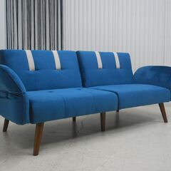 ■ミキインテリア■ 引き取り限定■ 通　常価格24200円　未使用 ソファーベッド 3人掛け ベルベット素材 引き取り限定特価18,800円の画像