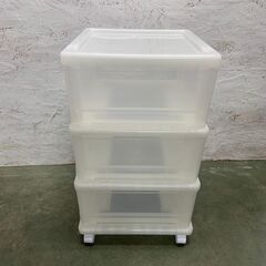 【ジモティ限定特価】衣装ケース 3段 ホワイト クリスタルトレー...