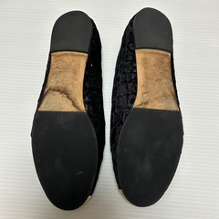ジュゼッペザノッティ　フラットシューズ　パンプス　黒　ゴールド　24.5cmの画像