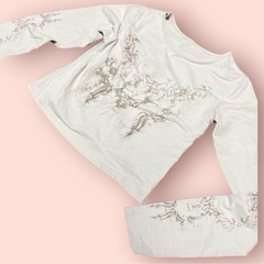 グレー 長袖 クロップドTシャツ　ハンミ　韓国ブランドの画像