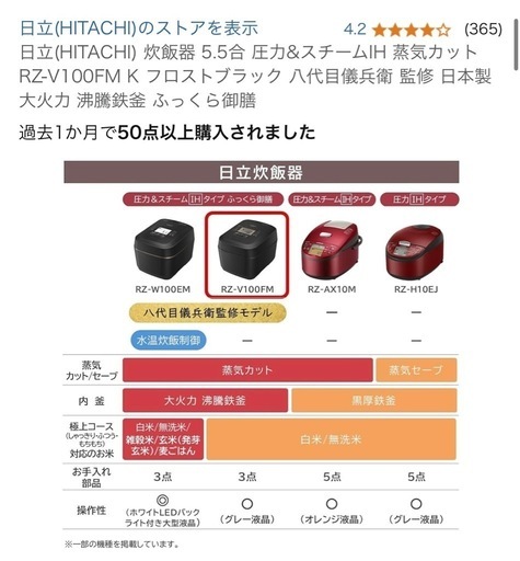 ふっくら御膳 RZ-V100FM-W （フロストホワイト）