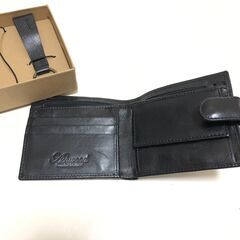 二つ折り財布 メンズ ブラックの画像