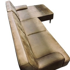 【ジ 0125-76】カウチソファ ブラウン 3人掛け  高級感レトロ おしゃれの画像