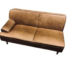 【ジ 0125-76】カウチソファ ブラウン 3人掛け  高級感レトロ おしゃれの画像