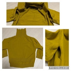 クリーコンフォルト 黄色 2way アームオープンニット カーディガン ベスト からし色 Fフリーサイズ　レディース の画像