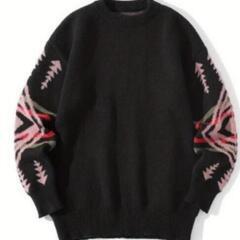 新品🉐L（ＪＰ2XL）スタイリッシュな幾何学模様、メンズカジュアルニットセーター、リラックスフィットクルーネックプルオーバーセーター、秋と冬用の画像