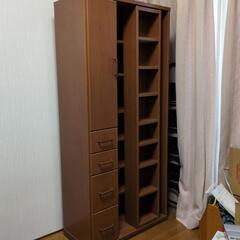 収納付きスライド書棚