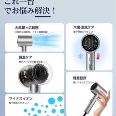 【新品未使用】① 【美容師監修】ドライヤー ヘアドライヤー 大風量 速乾 髪質改善 高濃度マイナスイオン  1500ｗ 速乾ドライヤー 抜け毛改善 段階温度調節 冷風/熱風 低騒音 ヘアケア 静電気防止 ノズル付き プレゼント 家庭用/旅行用の画像