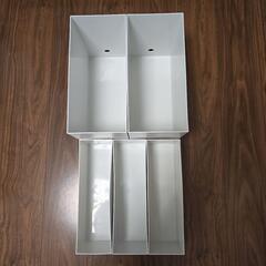 MUJI　無印良品　ファイルボックス　スタンダード　ワイド　1/2　ホワイトグレー　キャスターもつけられるフタ　　ポケット　仕切りスタンド　収納　整理　まとめ売り　セットの画像