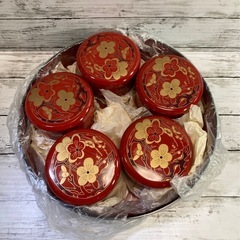 山中漆器 寿司桶 蓋付き飯碗5客セット 昭和レトロ