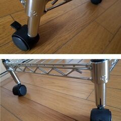 商談中】幅110㎝　アイリス　メタルラック　奥行34㎝　棚板2枚　シェルフ　収納棚　テレビ台　中古の画像